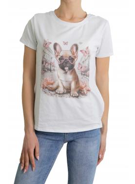 t shirt con stampa cagnolino 
